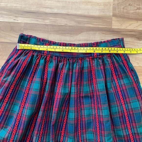 Sweater Loft Petites Medium Tartan Plaid Midi Skirt Red Green Blue Vintage USA - Picture 2 of 8